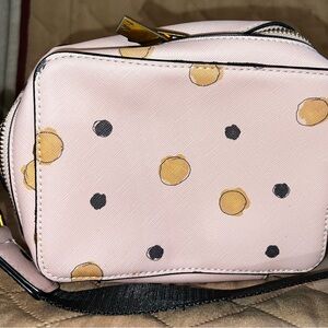 Neiman Marcus Pink and Gold Polka Dot Cosmetic Bag